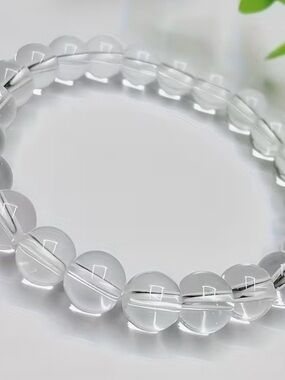 2 round clear quartz bracelet